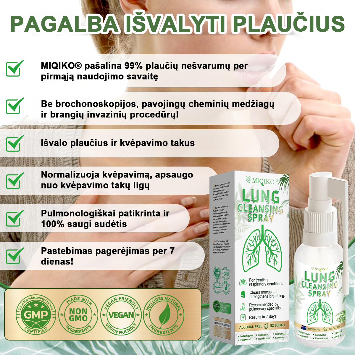 [Oficiali prekės ženklo flagmanų parduotuvė]👨‍⚕️𝐌𝐈𝐐𝐈𝐊𝐎® Pažangus plaučių valymo purškalas (☘️Rekomenduojama plaučių specialistų☘️)